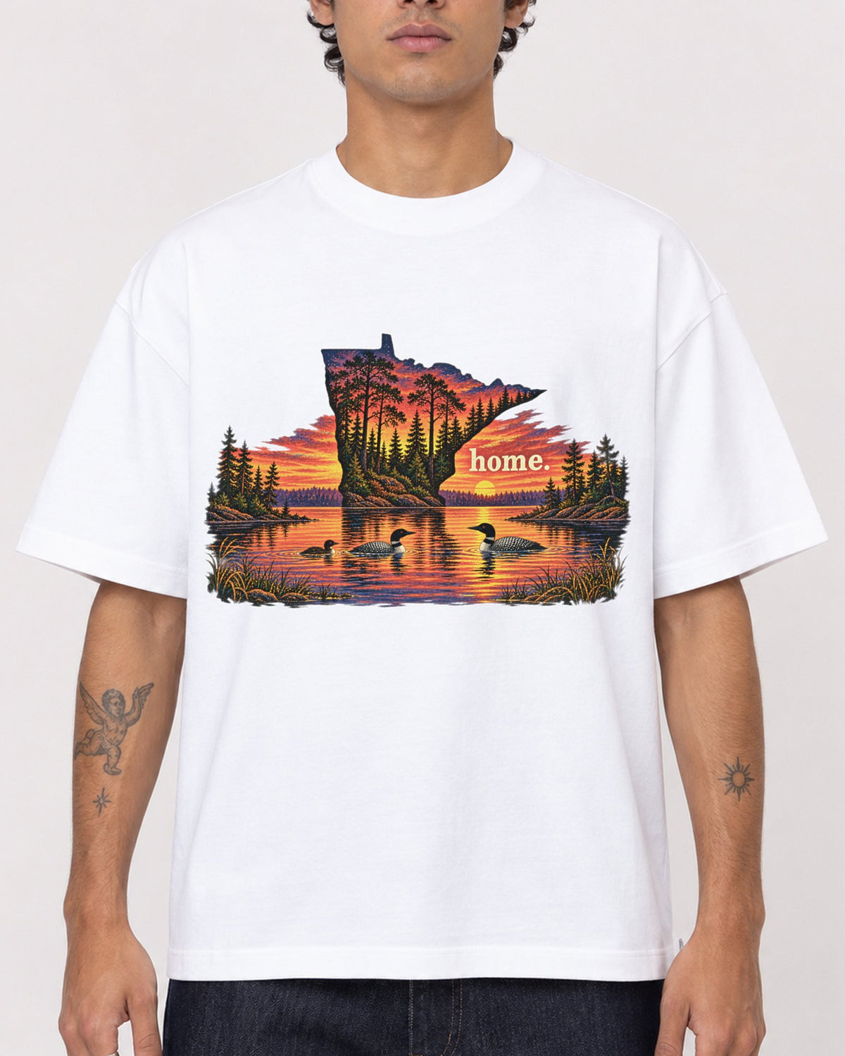 Mockup Boxy Heavyweight Tee White male close-up 06