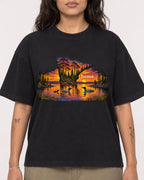 Mockup Boxy Heavyweight Tee Black female close-up 06