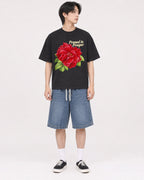 Mockup Boxy Heavyweight Tee Black male full-body 11