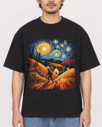 Mockup Boxy Heavyweight Tee Black male close-up 02
