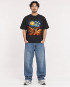 Mockup Boxy Heavyweight Tee Black male full-body 02