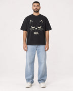 Mockup Boxy Heavyweight Tee Black male full-body 37