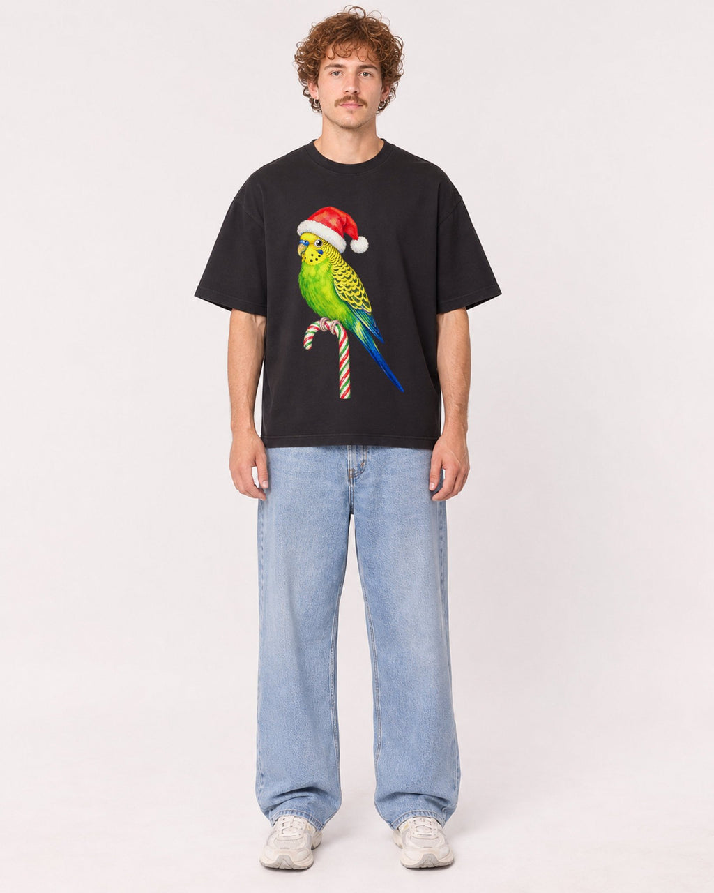 Mockup Boxy Heavyweight Tee Black male full-body 09