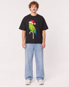 Mockup Boxy Heavyweight Tee Black male full-body 09