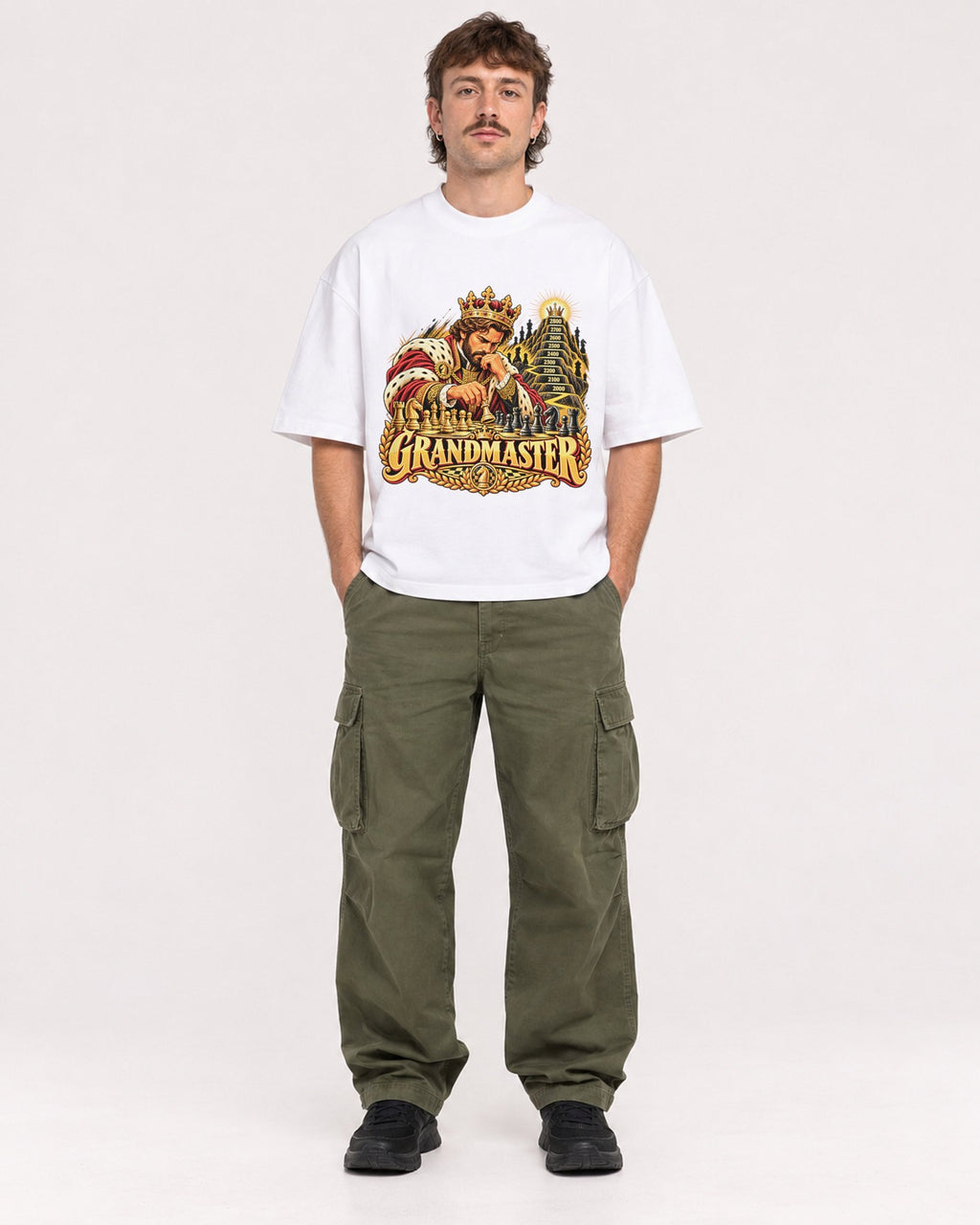 Mockup Boxy Heavyweight Tee White male full-body 29