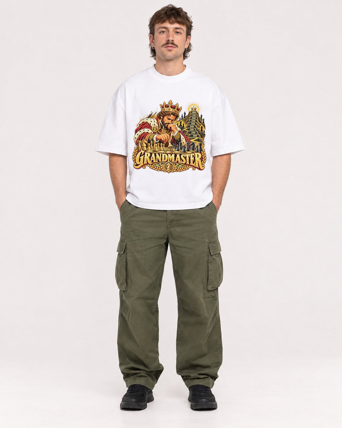 Mockup Boxy Heavyweight Tee White male full-body 29