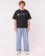 Mockup Boxy Heavyweight Tee Black male full-body 09