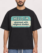 Mockup Boxy Heavyweight Tee Black male close-up 07