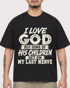Mockup Boxy Heavyweight Tee Black male close-up 12