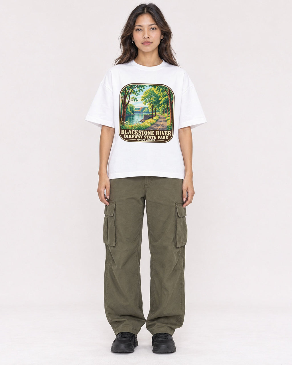 Mockup Boxy Heavyweight Tee White female full-body 02
