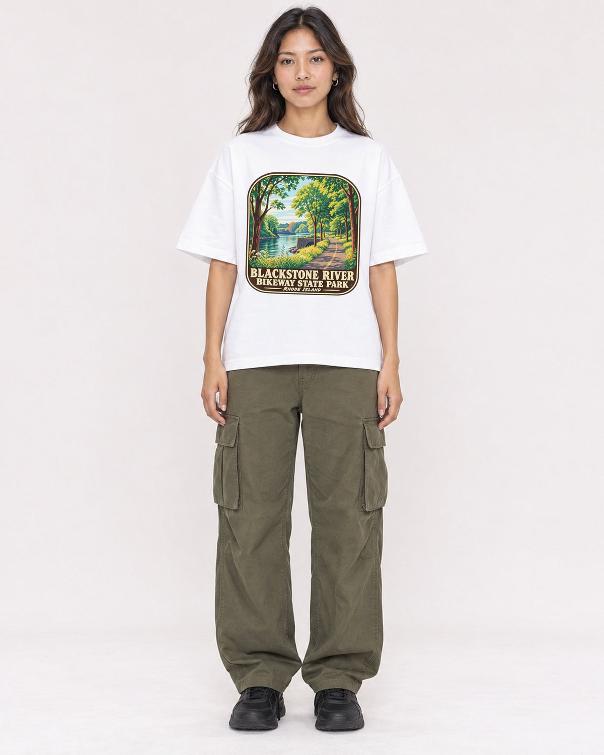 Mockup Boxy Heavyweight Tee White female full-body 02