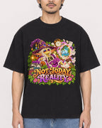 Mockup Boxy Heavyweight Tee Black male close-up 02