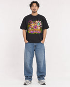 Mockup Boxy Heavyweight Tee Black male full-body 02