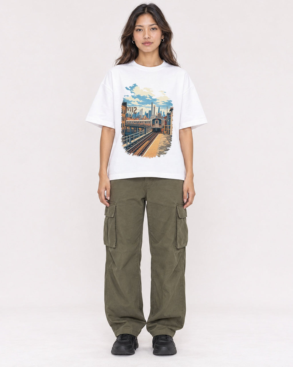 Mockup Boxy Heavyweight Tee White female full-body 02
