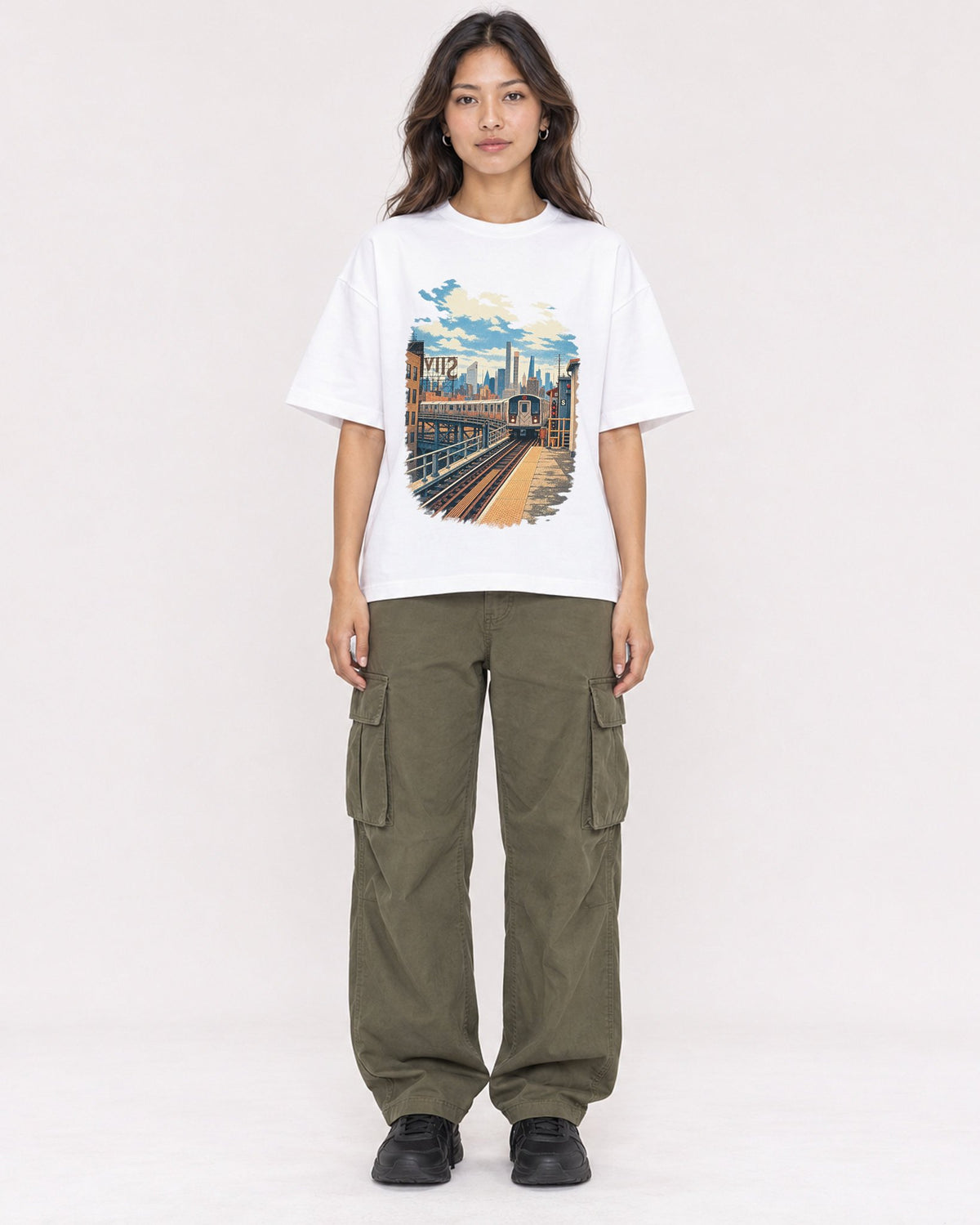 Mockup Boxy Heavyweight Tee White female full-body 02