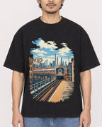 Mockup Boxy Heavyweight Tee Black male close-up 02