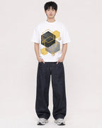 Mockup Boxy Heavyweight Tee White male full-body 01