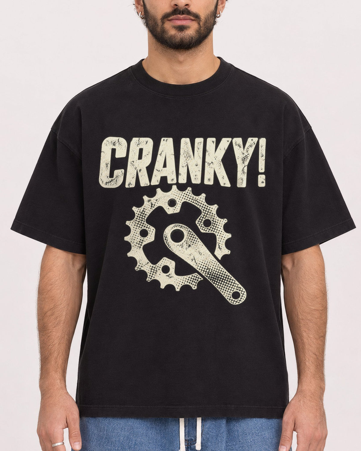 Mockup Boxy Heavyweight Tee Black male close-up 27