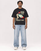 Mockup Boxy Heavyweight Tee Black male full-body 05