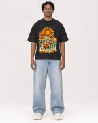 Mockup Boxy Heavyweight Tee Black male full-body 05