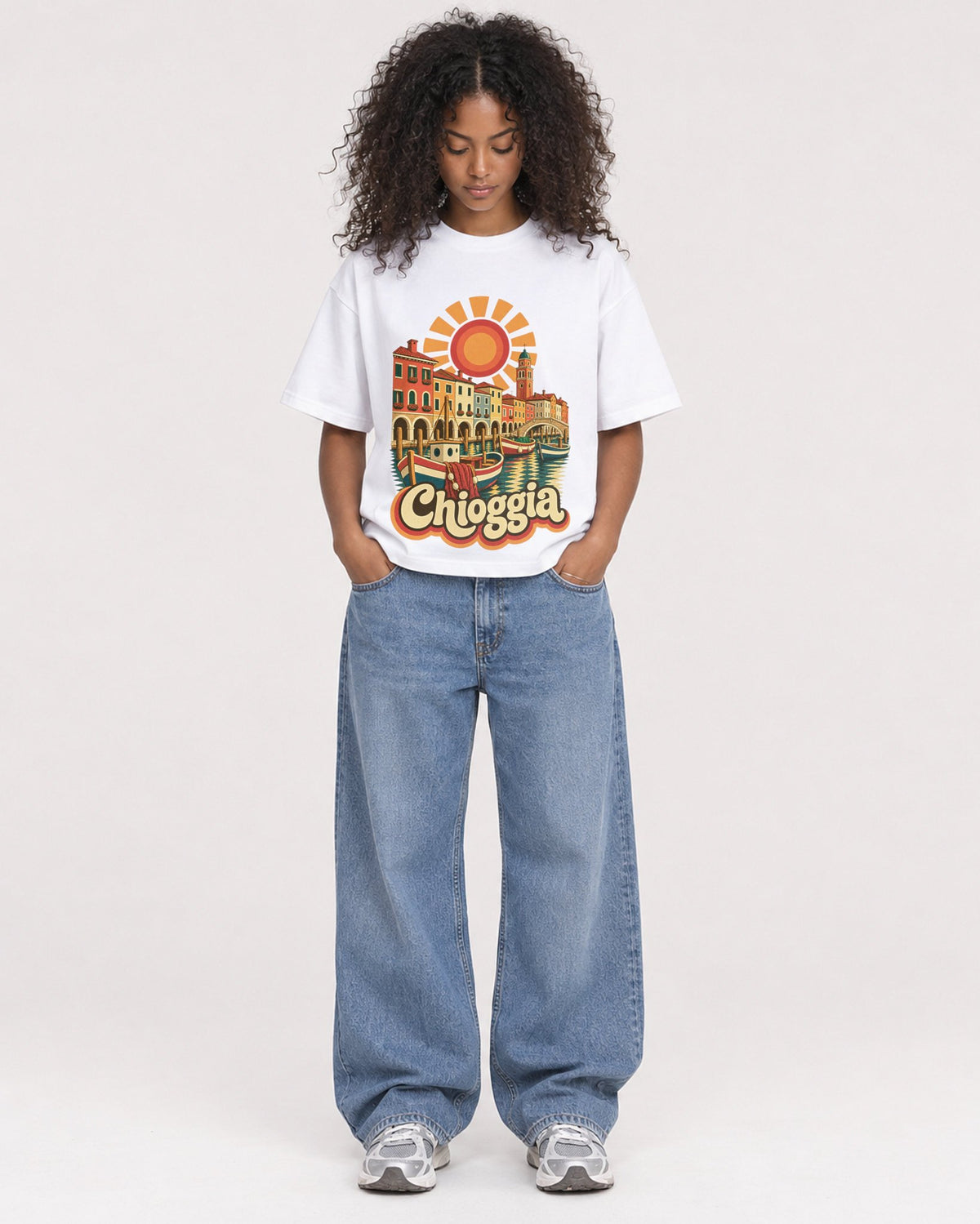 Mockup Boxy Heavyweight Tee White female full-body 05