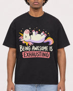 Mockup Boxy Heavyweight Tee Black male close-up 45