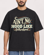 Mockup Boxy Heavyweight Tee Black male close-up 07