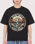 Mockup Boxy Heavyweight Tee Black male close-up 11