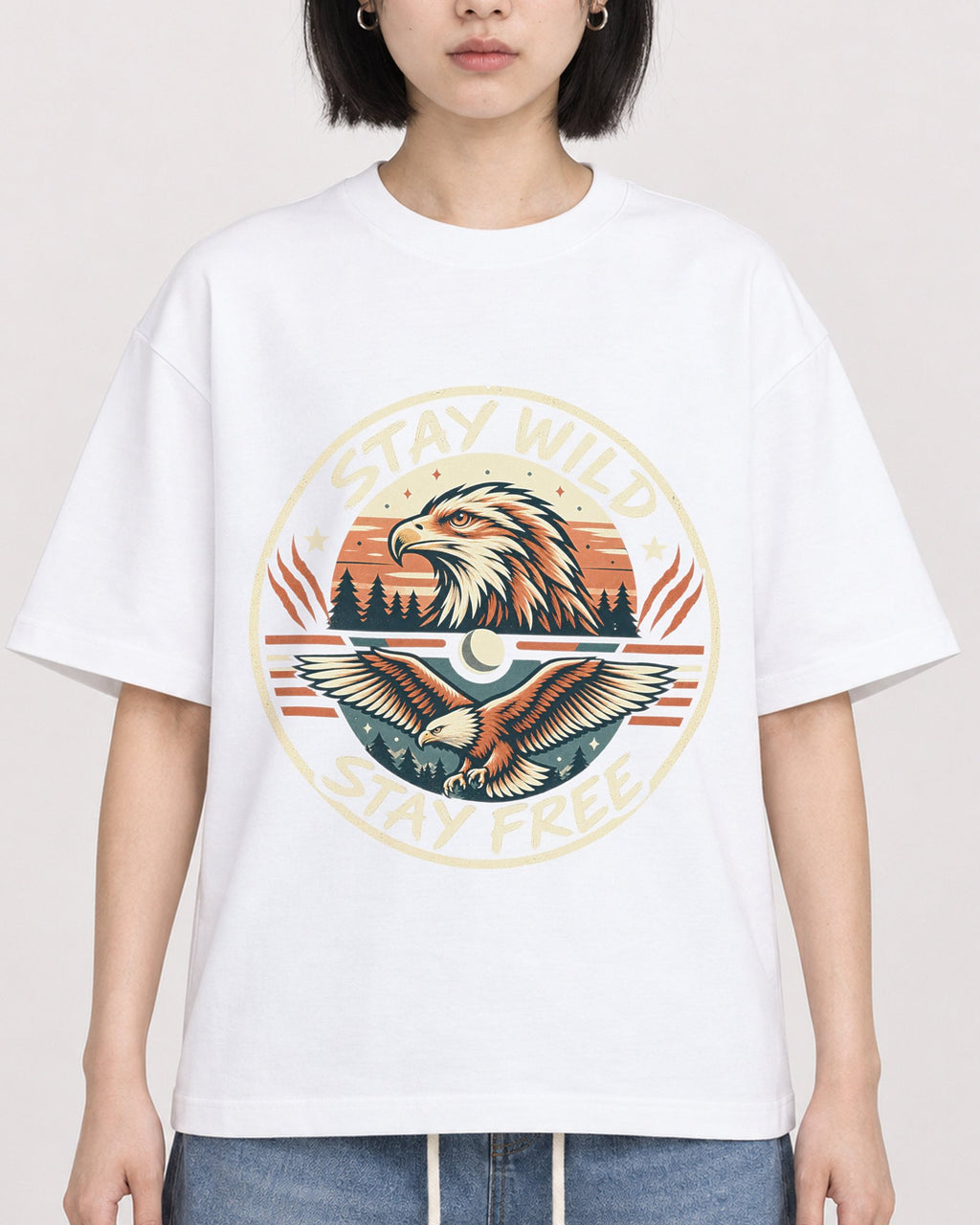 Mockup Boxy Heavyweight Tee White female close-up 11