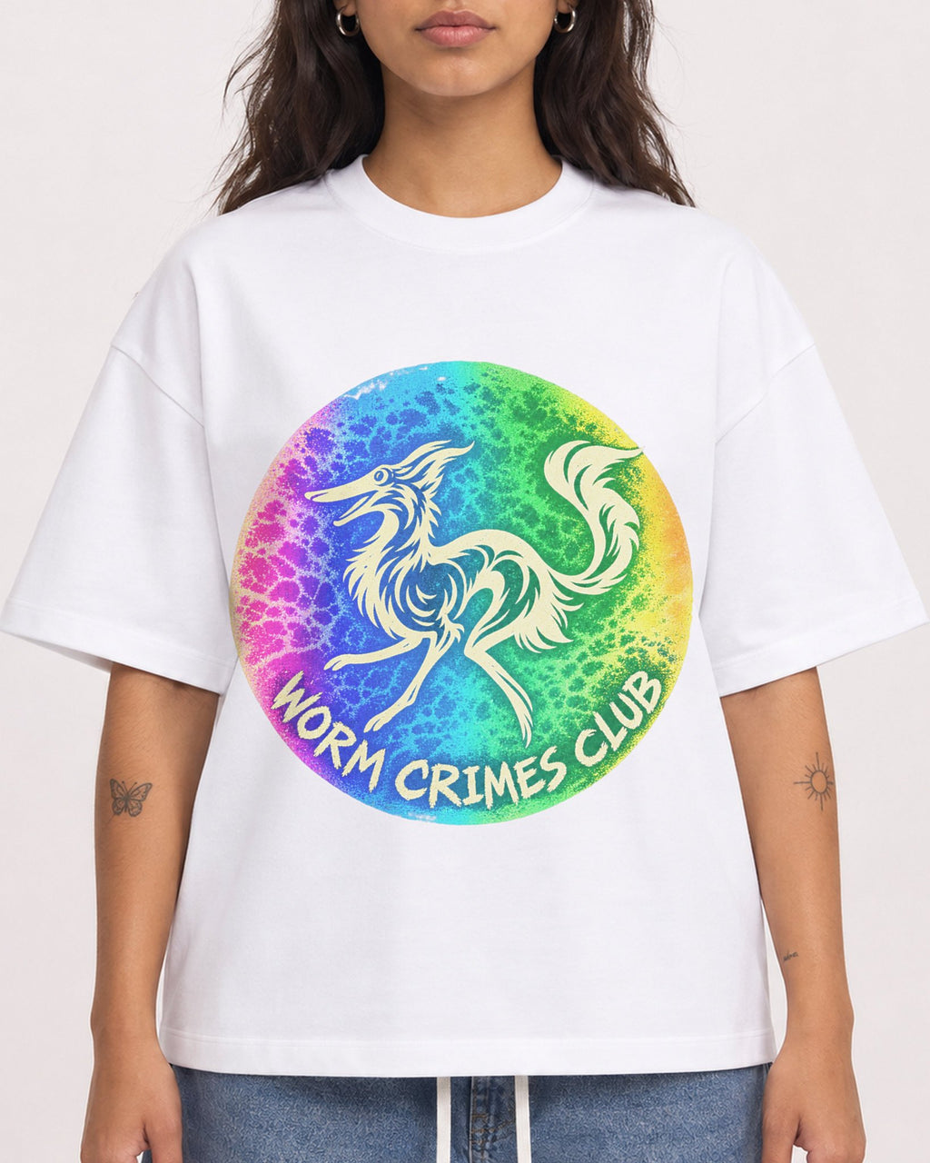 Mockup Boxy Heavyweight Tee White female close-up 06