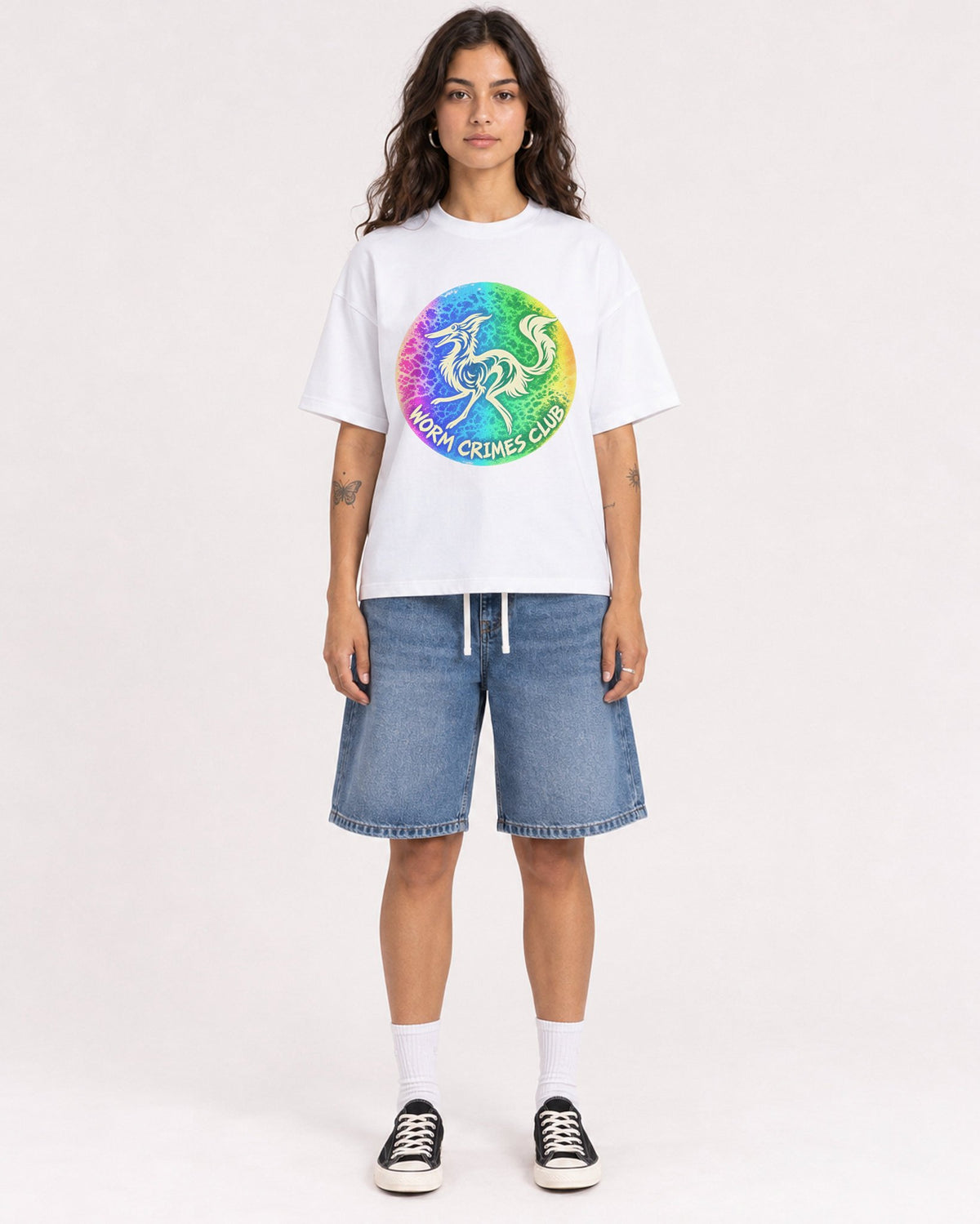 Mockup Boxy Heavyweight Tee White female full-body 06