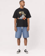 Mockup Boxy Heavyweight Tee Black male full-body 35