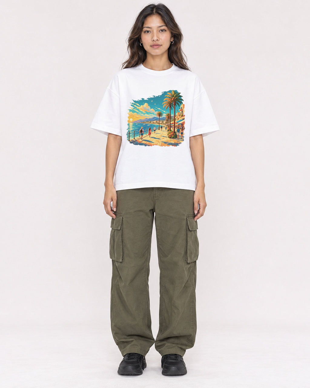 Mockup Boxy Heavyweight Tee White female full-body 02