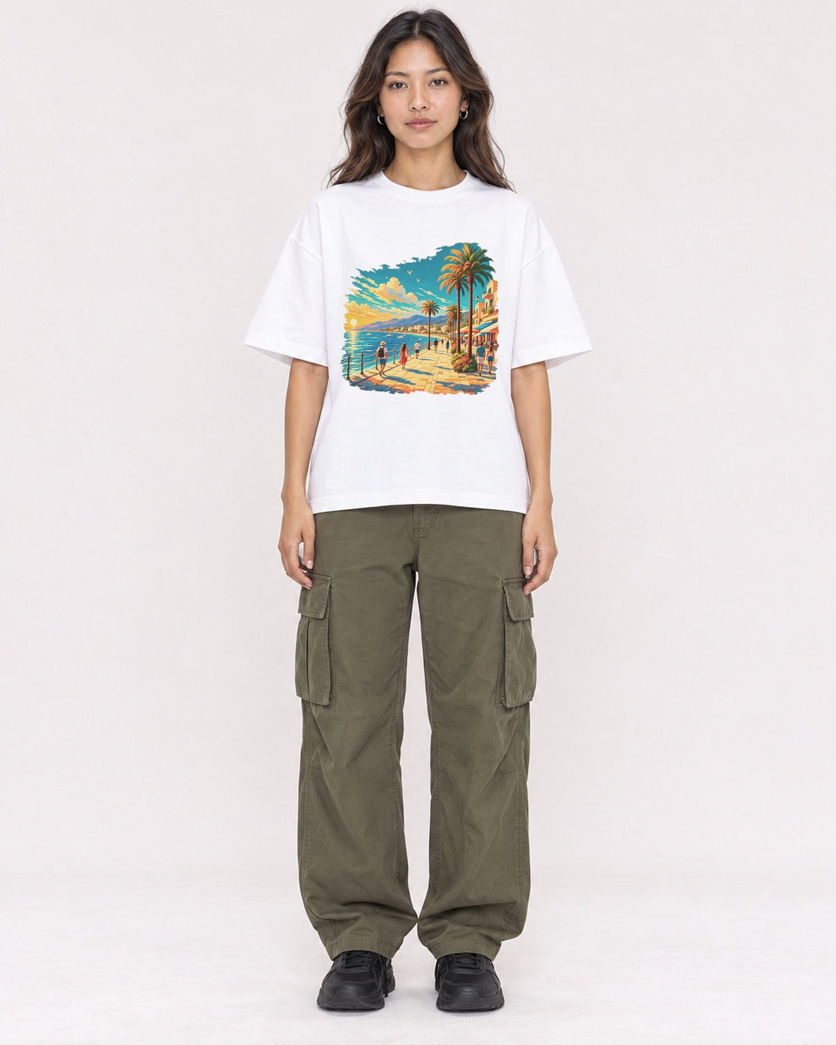 Mockup Boxy Heavyweight Tee White female full-body 02