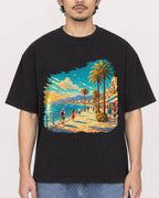 Mockup Boxy Heavyweight Tee Black male close-up 02