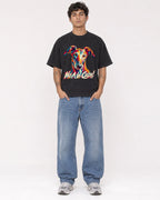 Mockup Boxy Heavyweight Tee Black male full-body 06