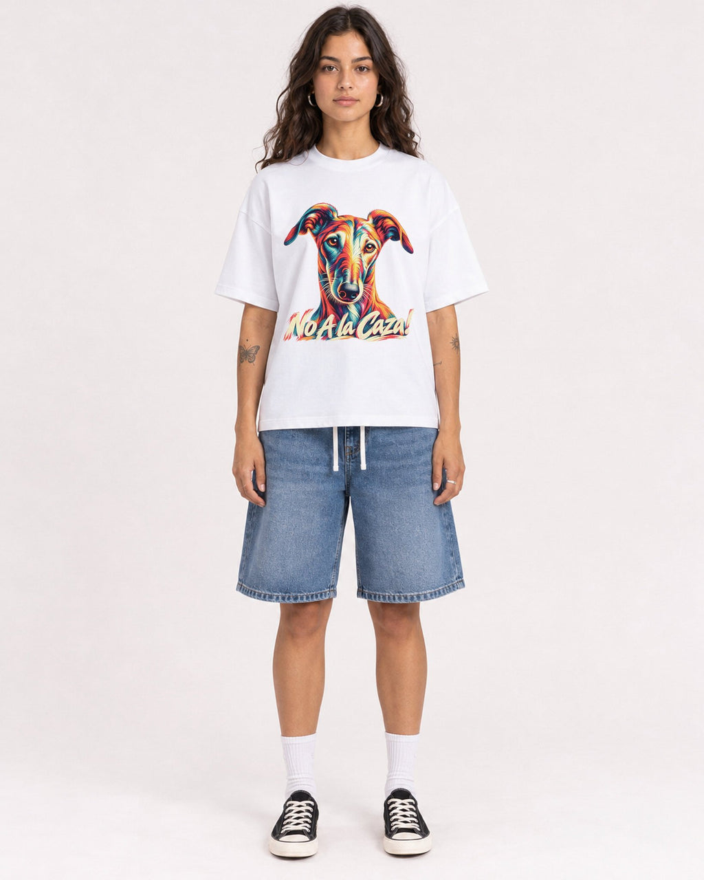 Mockup Boxy Heavyweight Tee White female full-body 06