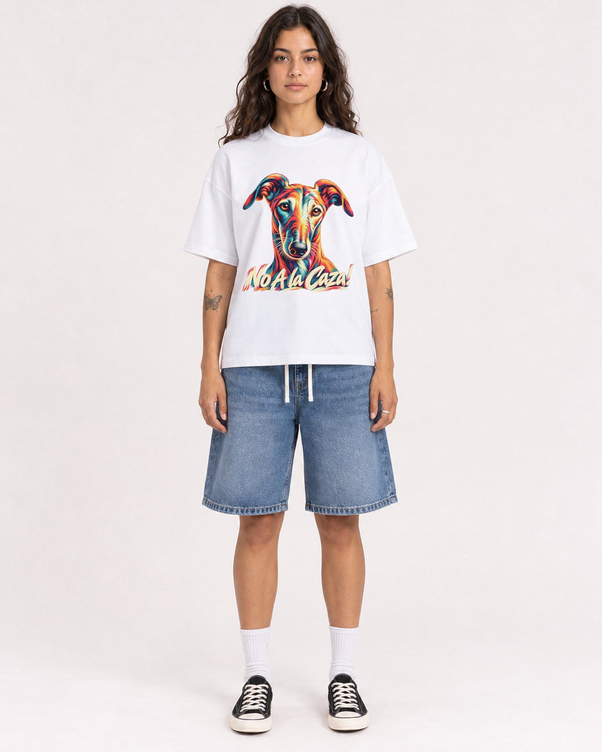 Mockup Boxy Heavyweight Tee White female full-body 06