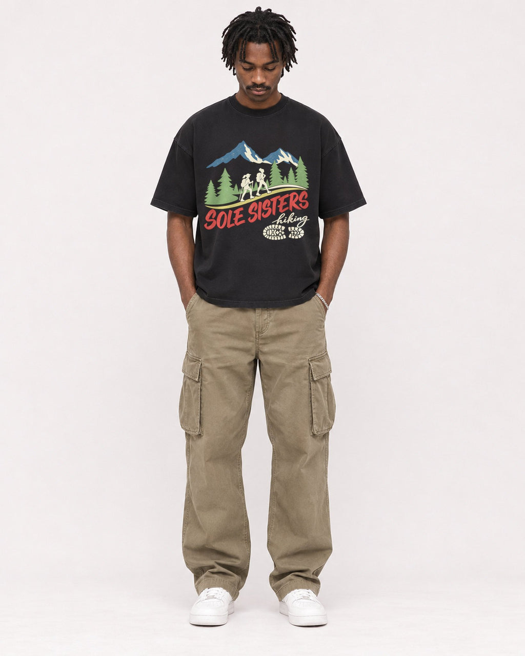 Mockup Boxy Heavyweight Tee Black male full-body 04