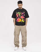 Mockup Boxy Heavyweight Tee Black male full-body 12