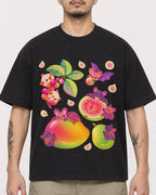 Mockup Boxy Heavyweight Tee Black male close-up 12