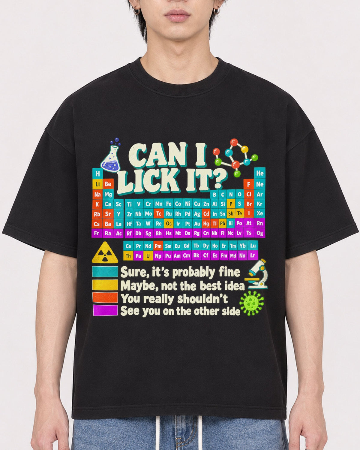 Mockup Boxy Heavyweight Tee Black male close-up 11