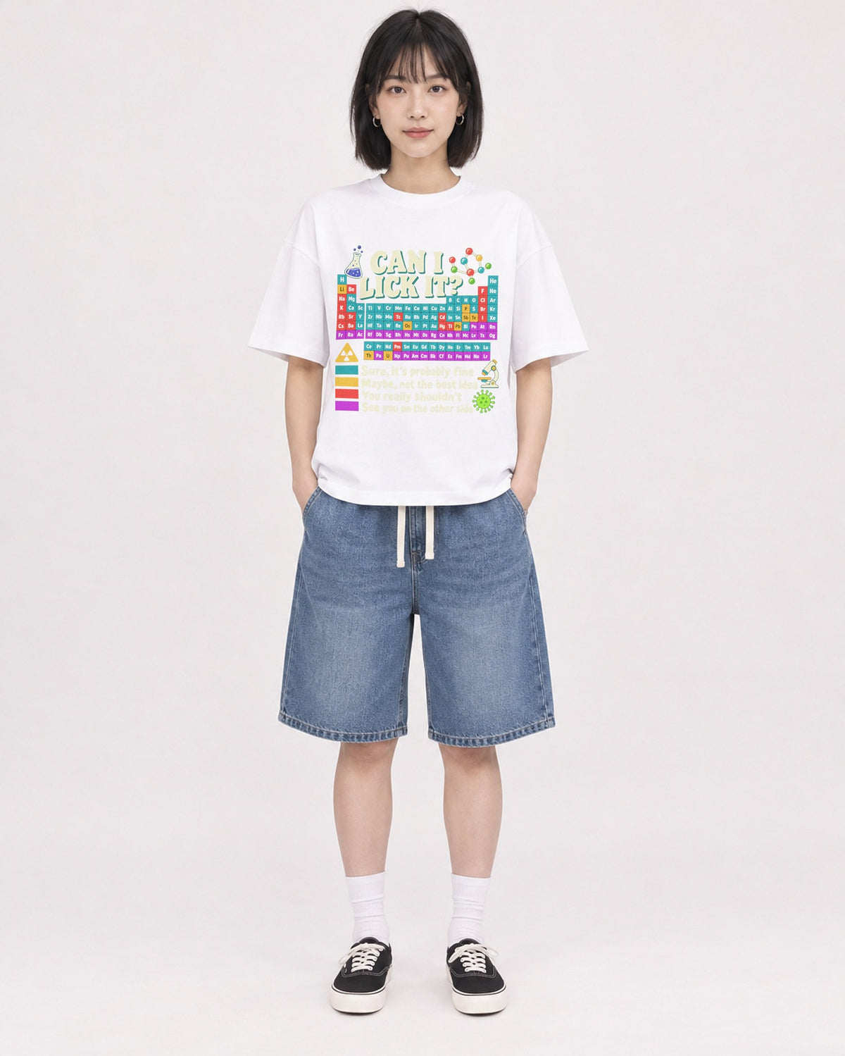 Mockup Boxy Heavyweight Tee White female full-body 11