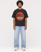 Mockup Boxy Heavyweight Tee Black male full-body 45