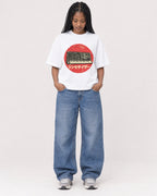 Mockup Boxy Heavyweight Tee White female full-body 45