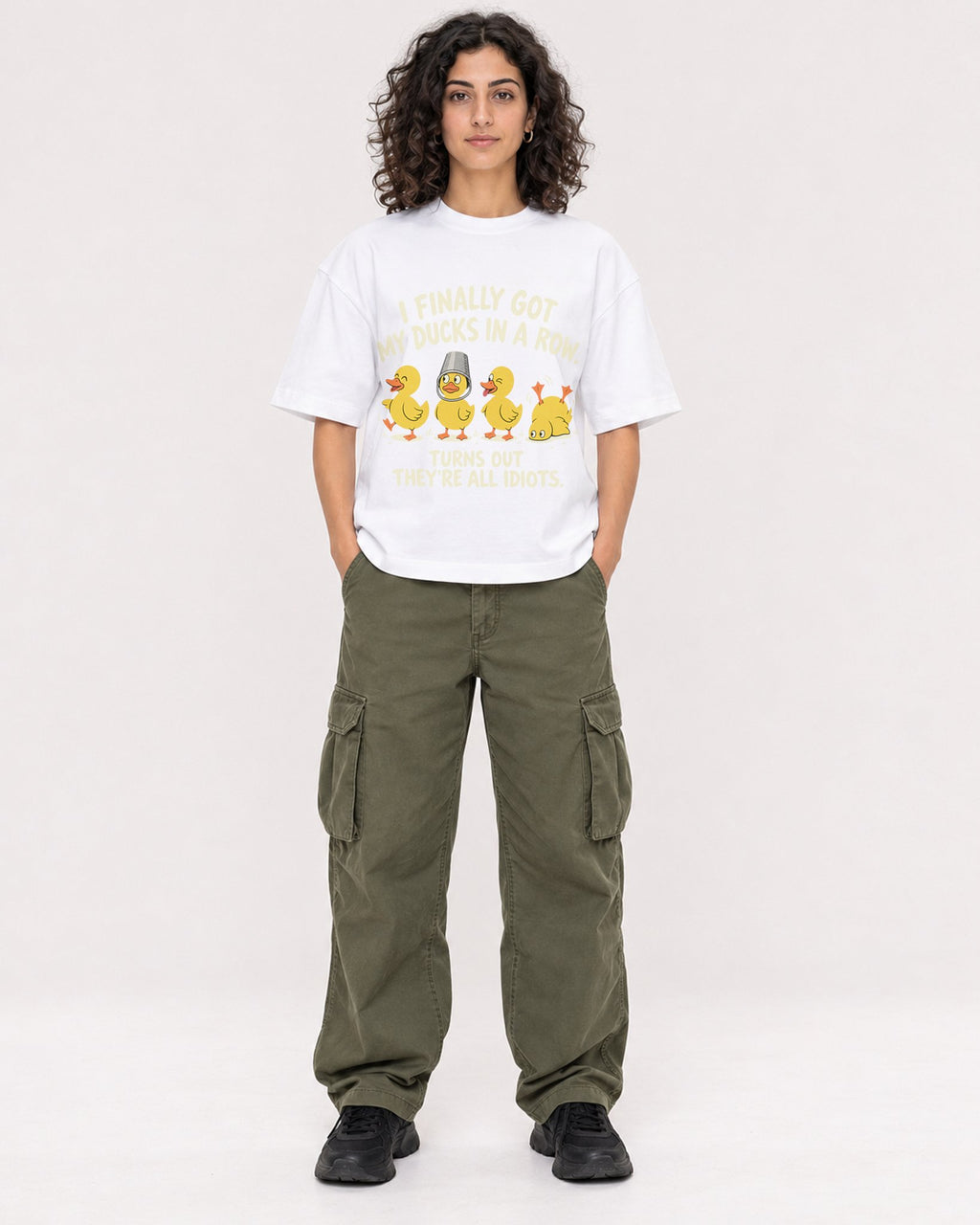 Mockup Boxy Heavyweight Tee White female full-body 27