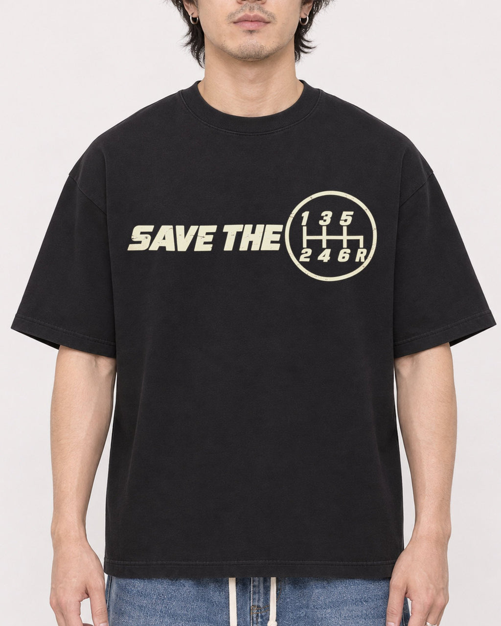 Mockup Boxy Heavyweight Tee Black male close-up 03