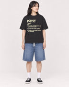 Mockup Boxy Heavyweight Tee Black female full-body 13