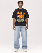 Mockup Boxy Heavyweight Tee Black male full-body 05