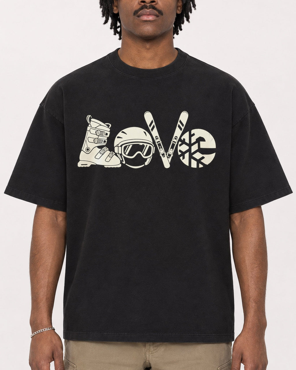 Mockup Boxy Heavyweight Tee Black male close-up 04